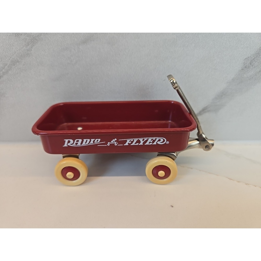 Miniature 4" Metal Radio Flyer Wagon Toy with Moving Wheels and Handle - Picture 2 of 5